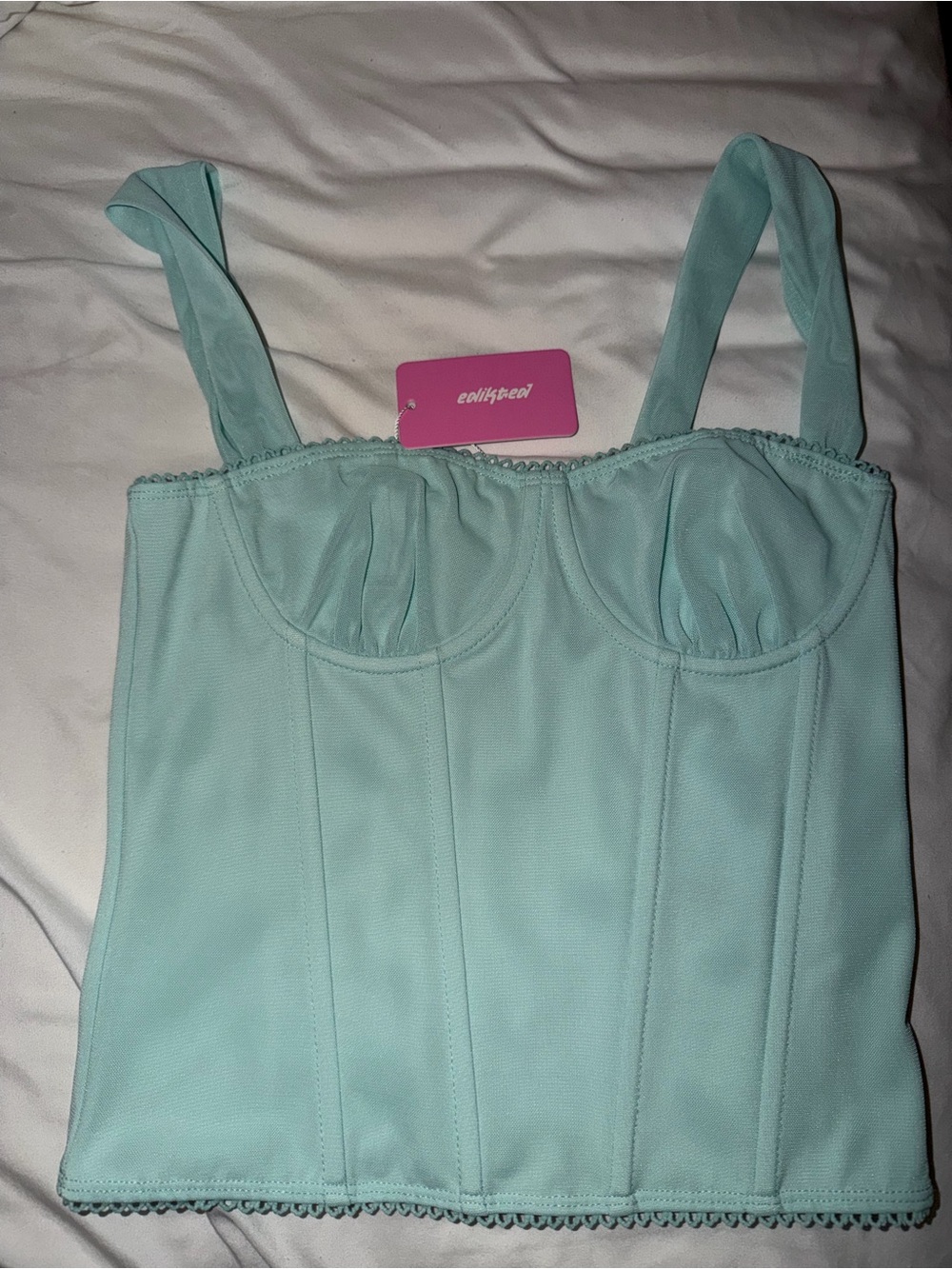 Edikted Aqua Corset-Style Kids One-Piece Bodysuit